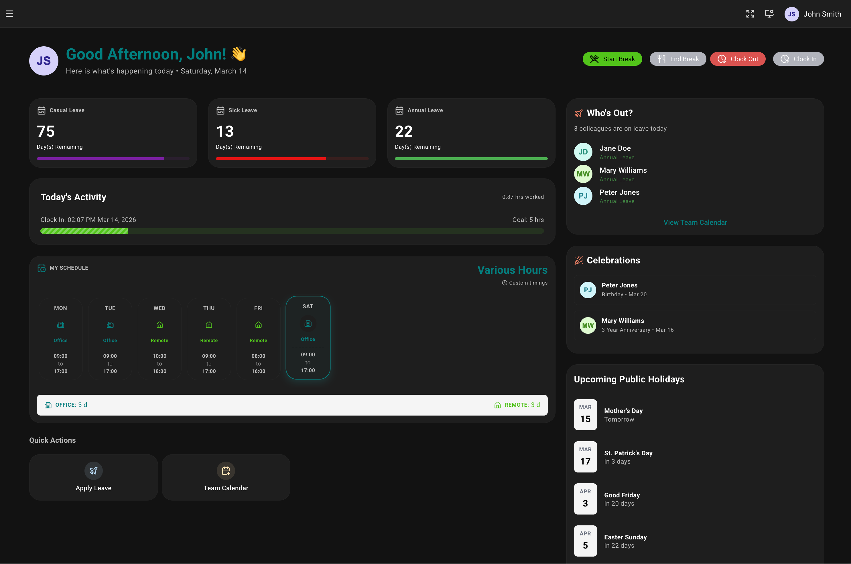 ZenSkayl Workforce OS dark mode dashboard